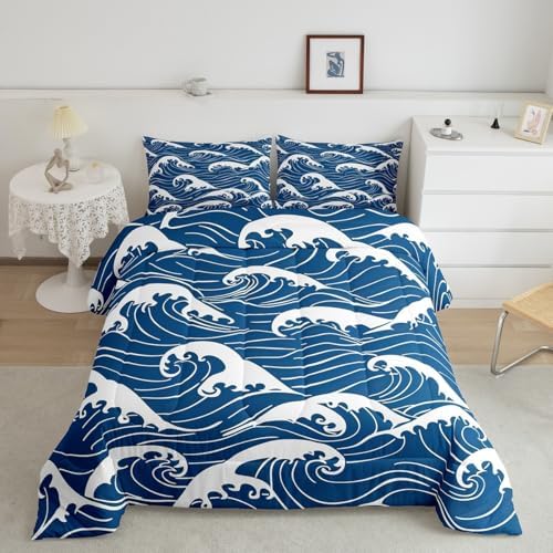 Feelyou Kids Japanese Wave Comforter Set Twin Size