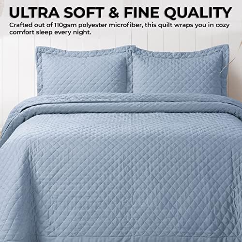 Tribeca Living Oxford Blue Quilt Bedding Set