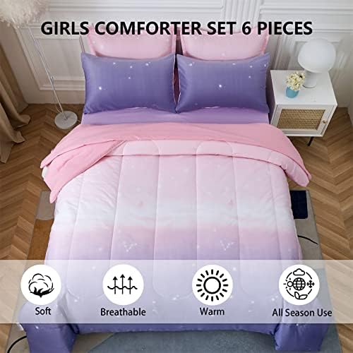 Dinjoy Rainbow Comforter Set Twin XL 6 Pieces