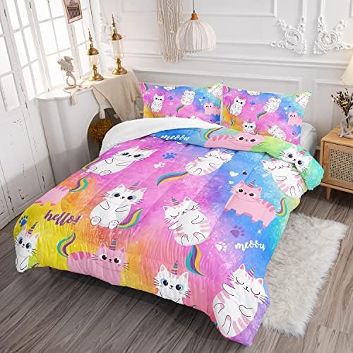 Axolotl Cat Bedding Set 3Pcs Comforter Pillow Cases