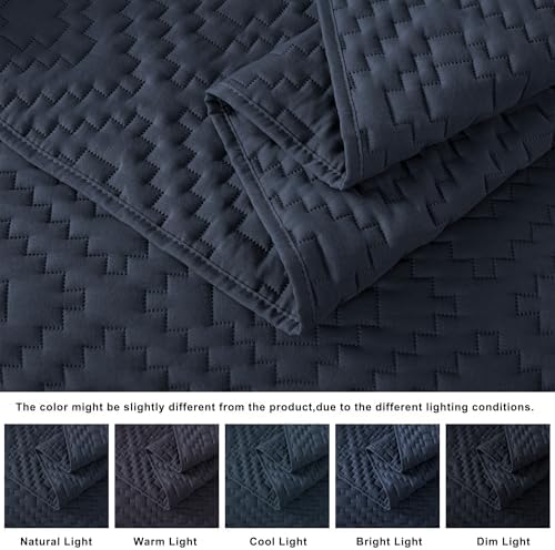 RSHARE Navy Blue Quilt Set with Pillow Sham