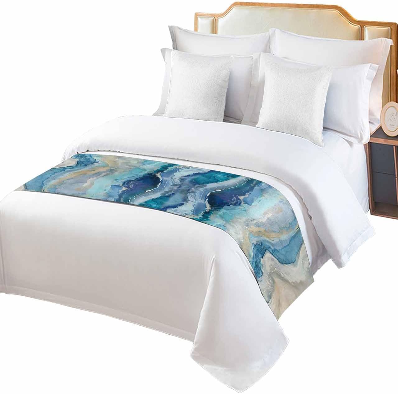 Homechoid Blue Coastal Bed Runner 94x20 Inches