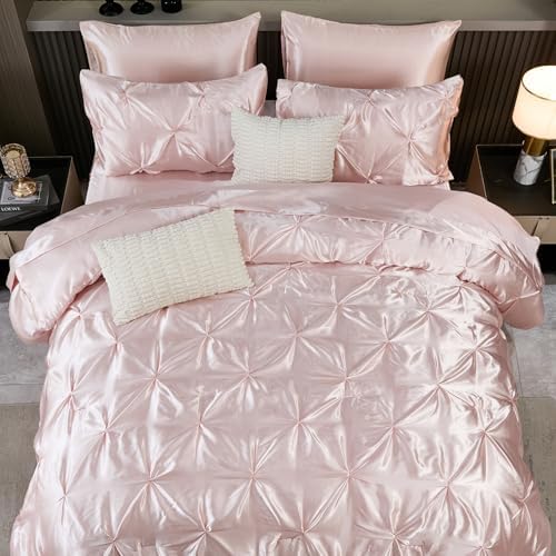 Bedbay Pink Satin King Comforter Set 10-Piece