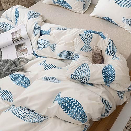 MOZEO Fish Print Duvet Cover Set Twin 2 Piece Kids Bedding