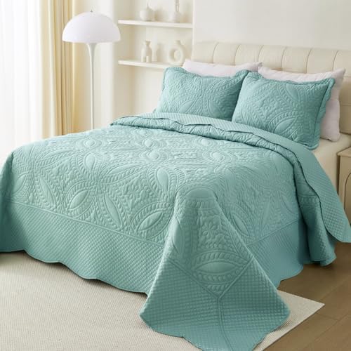 Cmfshape Oversize King Quilt Set 120x120 3 Piece Modern Coin Pattern