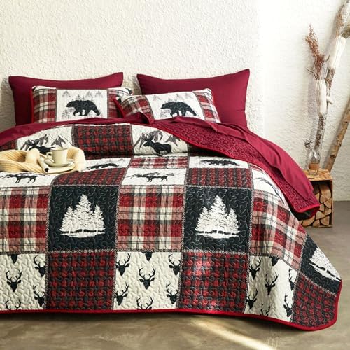 Wake In Cloud Rustic Quilt Set King Size 3 Pieces
