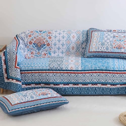 Wongs Bedding Blue Quilt Set Queen Size Bohemian