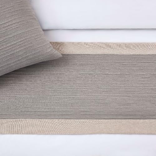 Cotton Linen Bed Runner Queen King Size Grey 210x50cm