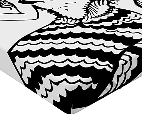 Ambesonne Underwater Fitted Sheet with Fish Tail Design