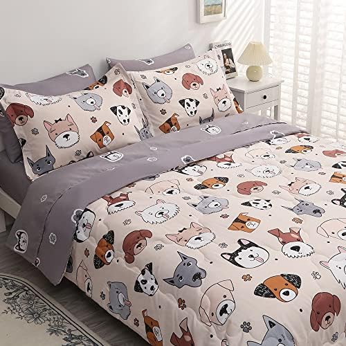 Gusuhome 7 Piece Kids Dog Comforter Set Twin Size
