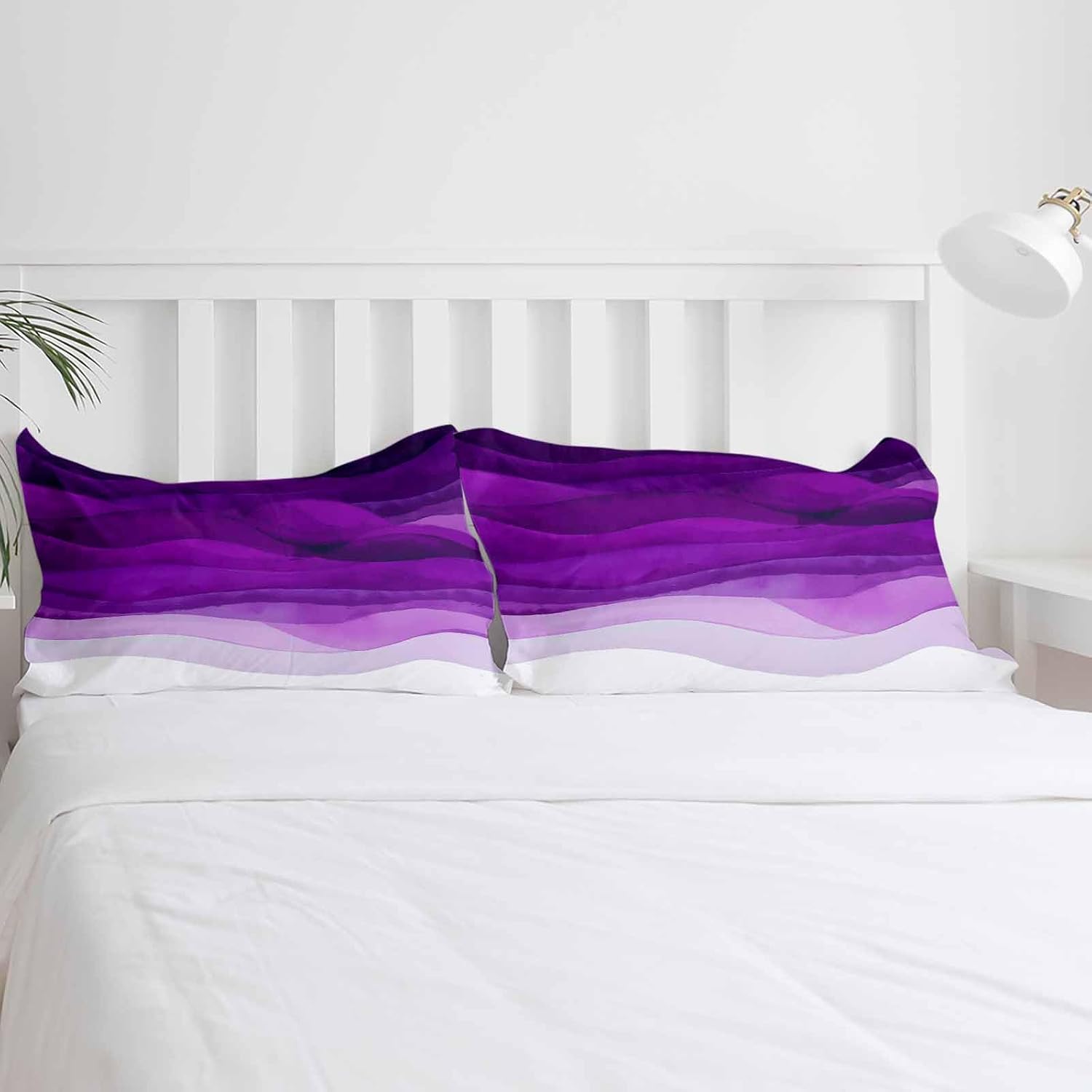 Boanket 3-Piece Queen Duvet Cover Set with Zipper Purple Waves Ombre Design