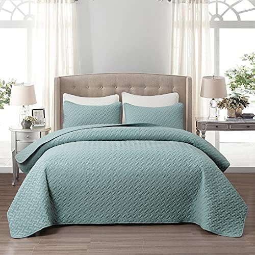 EMME Twin Quilt Set - Aqua Blue 66x90 Reversible Bedspread