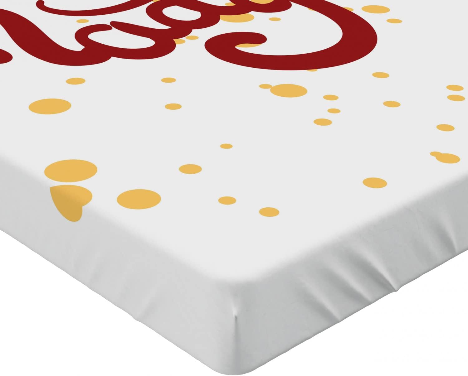 Ambesonne Madison Fitted Sheet Ruby and Mustard