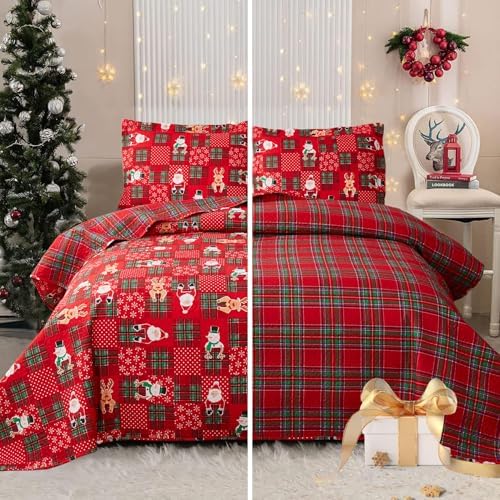 CHESITY 3-Piece Christmas Quilt Set King Size