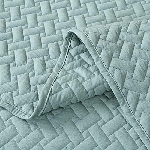 EMME Twin Quilt Set - Aqua Blue 66x90 Reversible Bedspread