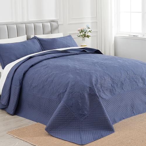 ENJOHOS Navy Blue Extra Wide Cal King Quilt Set