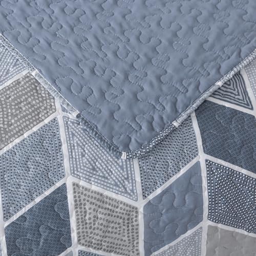 SLPR Blue Gray Chevron Quilt Set Twin