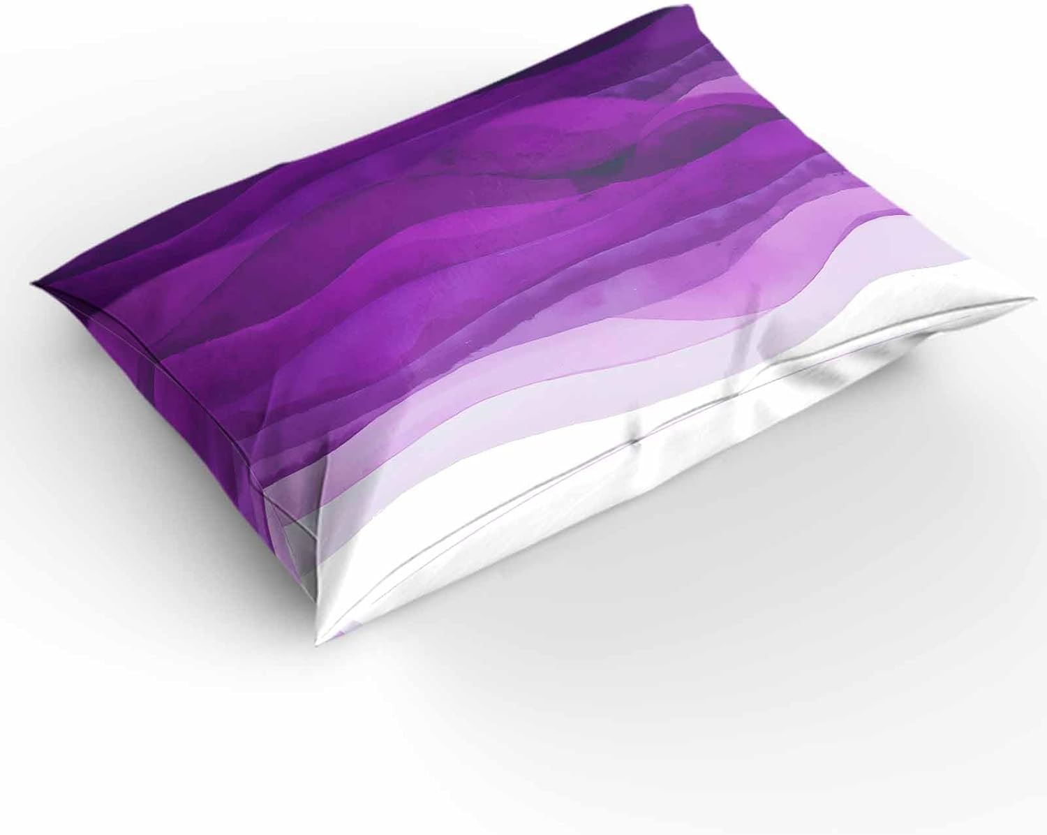 Boanket 3-Piece Queen Duvet Cover Set with Zipper Purple Waves Ombre Design