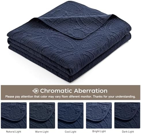 Safonory Quilt Set Queen Size - Navy 90x96