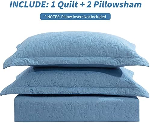 HOMBYS Alaska King 132x120 Bedspread Set Blue