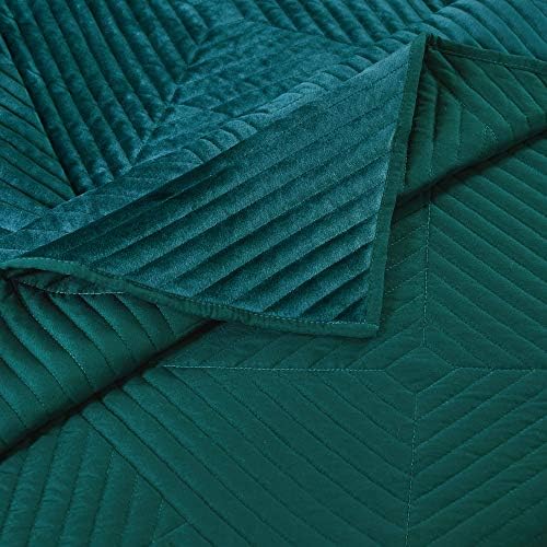 Greenland Home Riviera Velvet Quilt Set 3-Piece KingCal King Teal