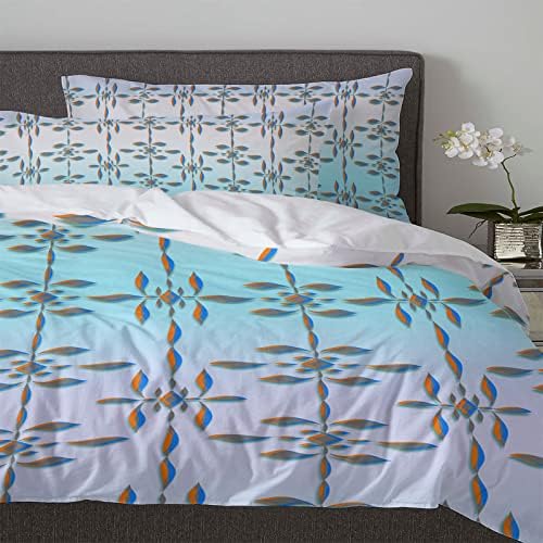 OComster California King Duvet Cover Set with Ombre Diamonds Pattern