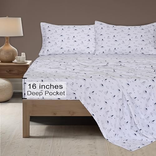 ZOYER Flannel Sheets Queen Set - Deep Pocket Double Brushed 4 Piece