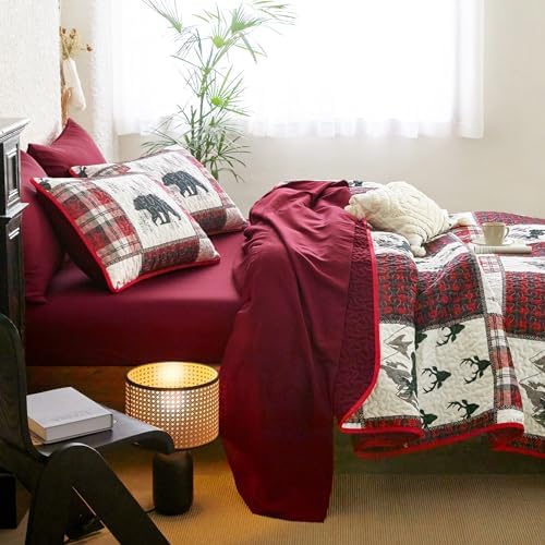 Wake In Cloud Rustic Quilt Set King Size 3 Pieces