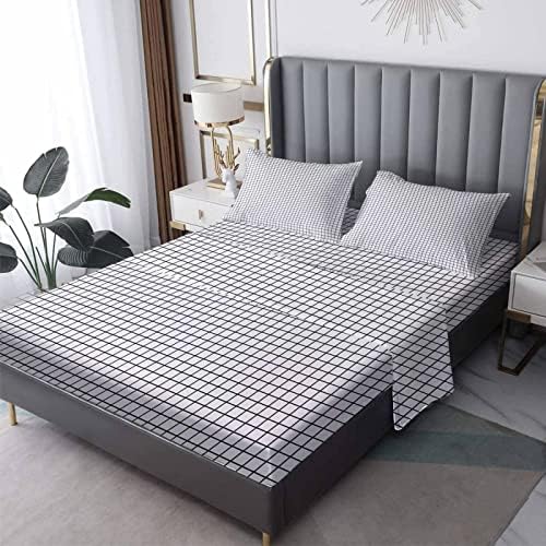 Zcsm Black and White Checked Twin XL Sheet Set 1