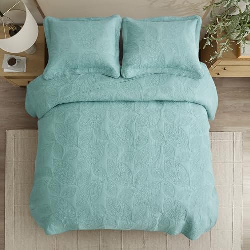 CHIXIN Botanical Cotton Quilt Queen Size - Seaglass
