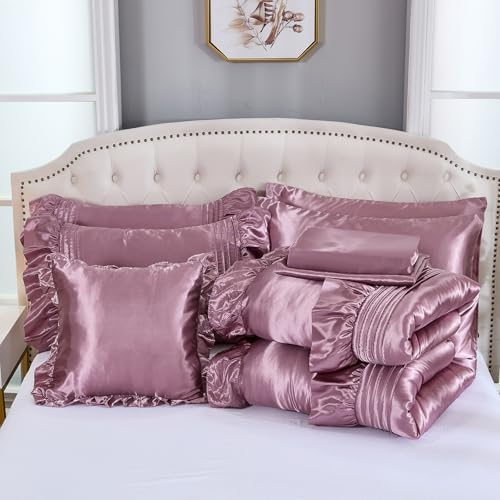 Luxury Satin Comforter Set 8-Piece Blush Pink