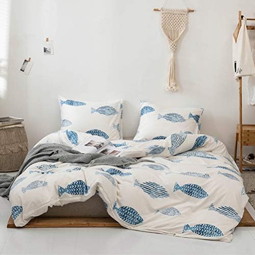 MOZEO Fish Print Duvet Cover Set Twin 2 Piece Kids Bedding