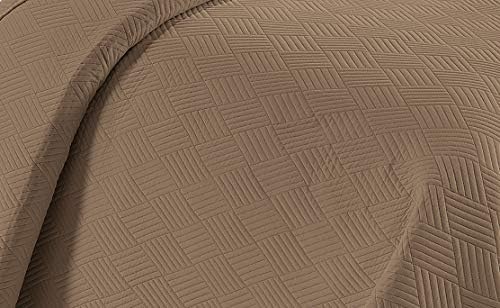 Linen Plus Luxury Oversized Coverlet Bedspread Set Solid Taupe Full Queen