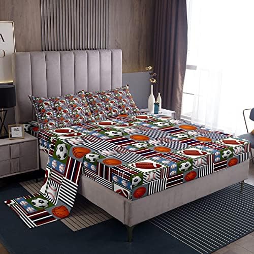 Erosebridal Sports Ball Sheet Set Kids Fitted Flat