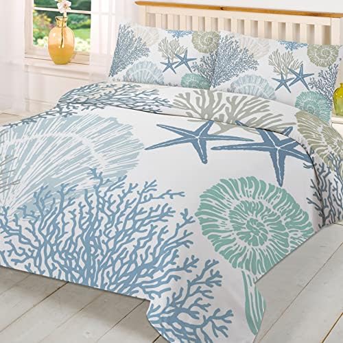 OComster California King Duvet Cover Set Teal Blue