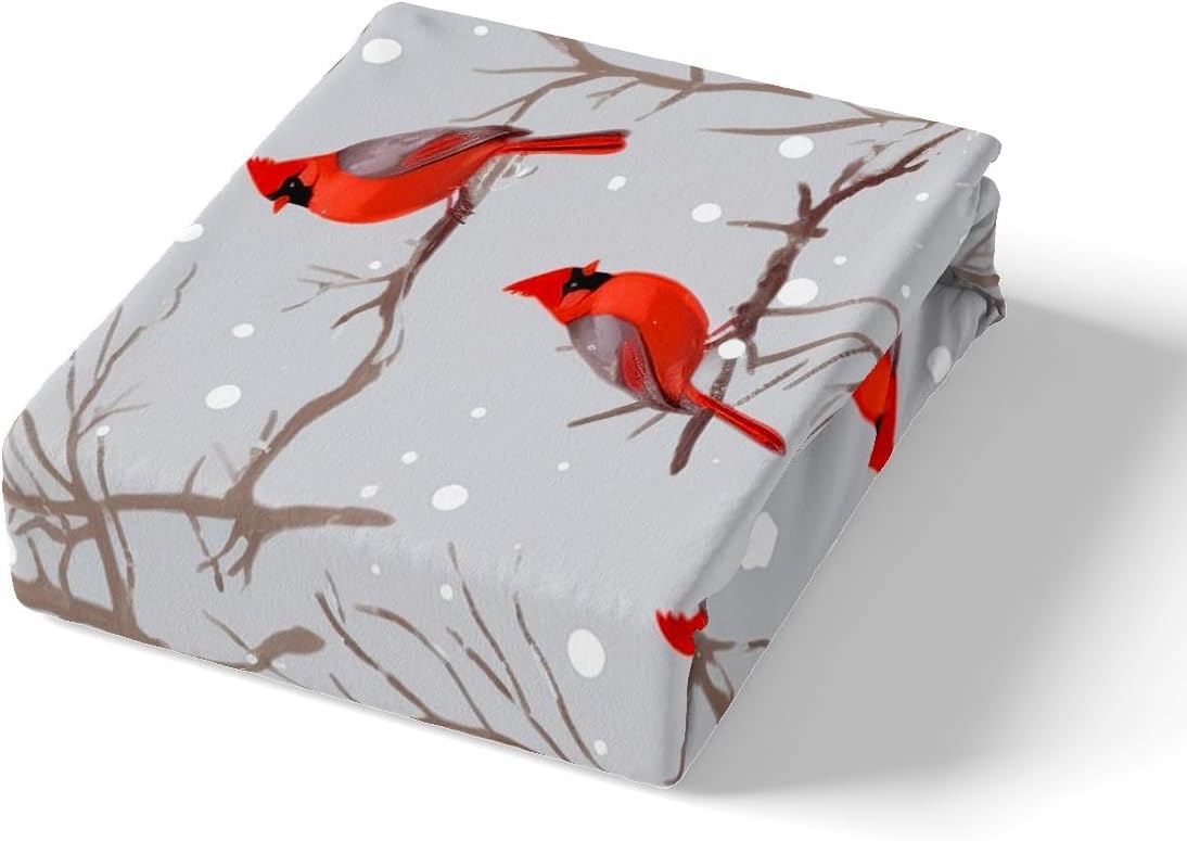 Feelyou Bird Sheet Pillow Sham Set TwinXL Winter Decor