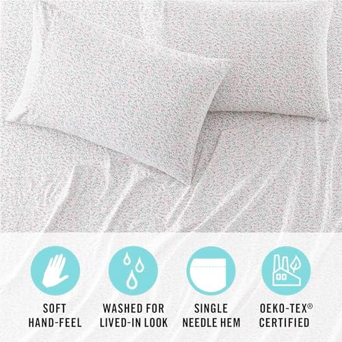 Martha Stewart Ultra Soft Microfiber 4 Piece King Sheet Set Pink Blue