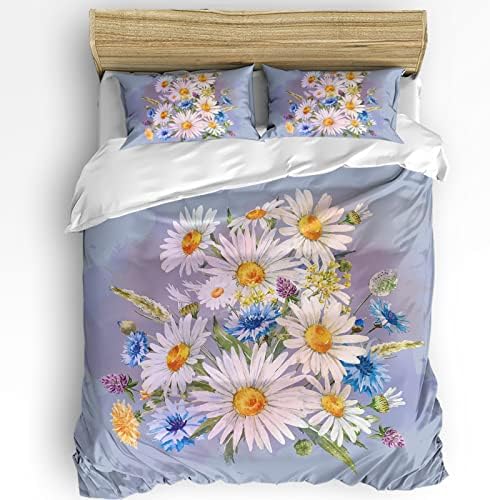 OComster California King Duvet Cover Set with Daisy Flowers