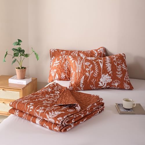 JANZAA Queen Size Floral Bed Spread with Botanical Pattern