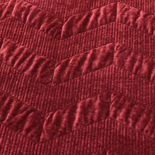 SHALALA Velvet Quilt Set King Size with Geometric Design