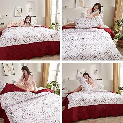 Oliven 3 Pcs Embroidered Quilt Set Floral Bedspread