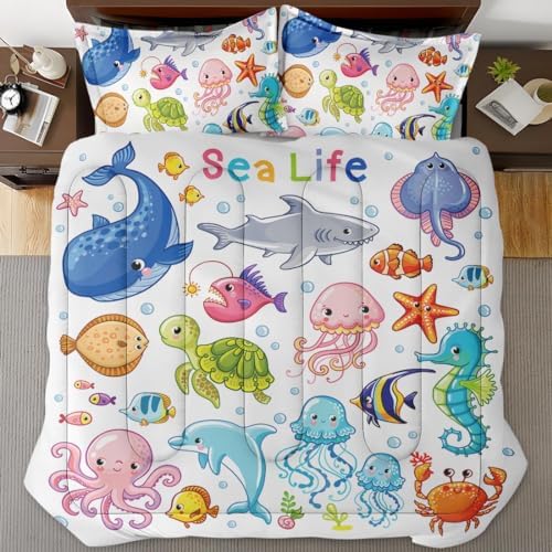 Nesphy Sea Turtle Animal Fish Comforter Set 2 Piece