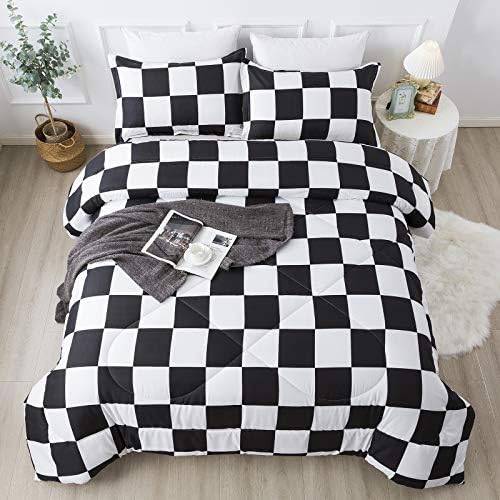 Andency Checkered Comforter Queen Set 3 Pieces