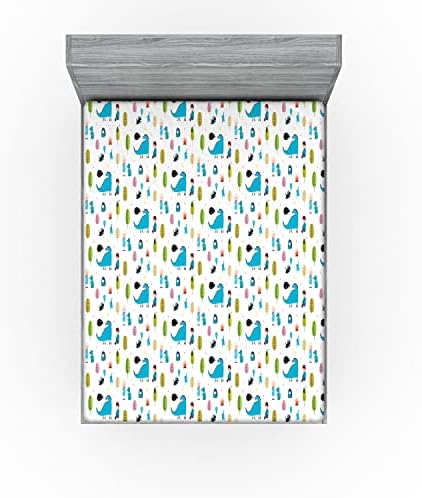 Ambesonne Dragon Fitted Sheet Multicolor California King