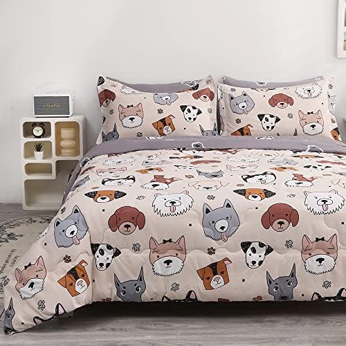 Gusuhome 7 Piece Kids Dog Comforter Set Twin Size