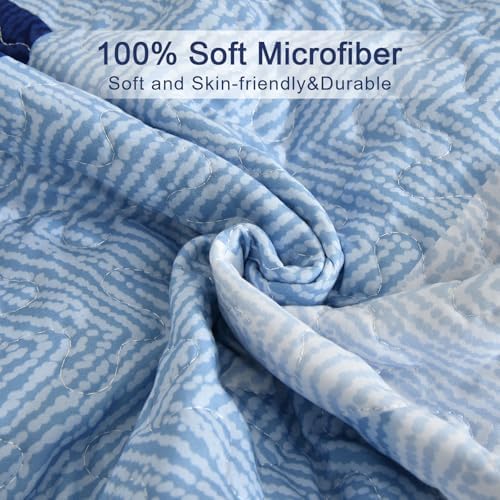 Dintszyayue Blue Boho Quilt Set Queen Size 3 Piece