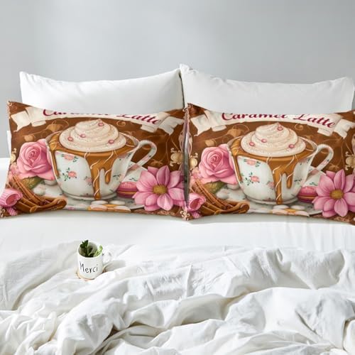 Erosebridal Caramel Lattle Fitted Sheet with Pillowcases