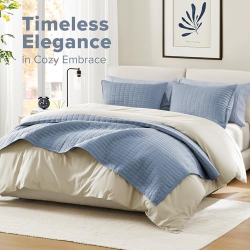 Comfort Spaces Kienna Quilt Set - 3 Piece Blue
