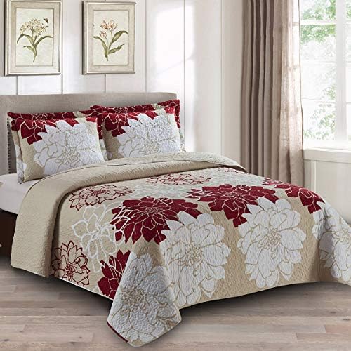 Royal Tradition Helena-Burgundy Reversible Coverlet Set 1