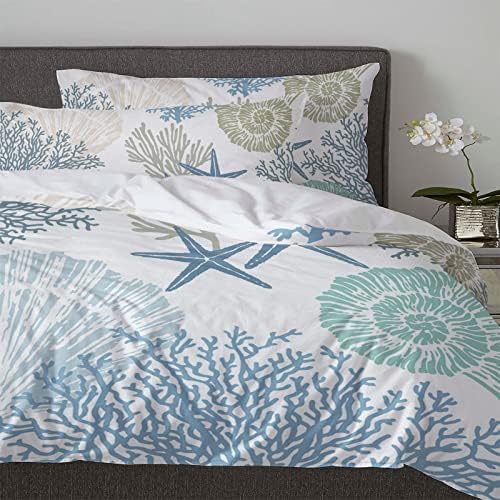 OComster California King Duvet Cover Set Teal Blue